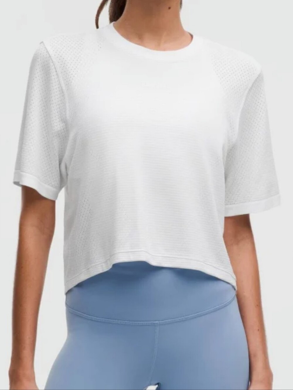 Lululemon Swiftly High Low Cropped Short Sleeve White EUC